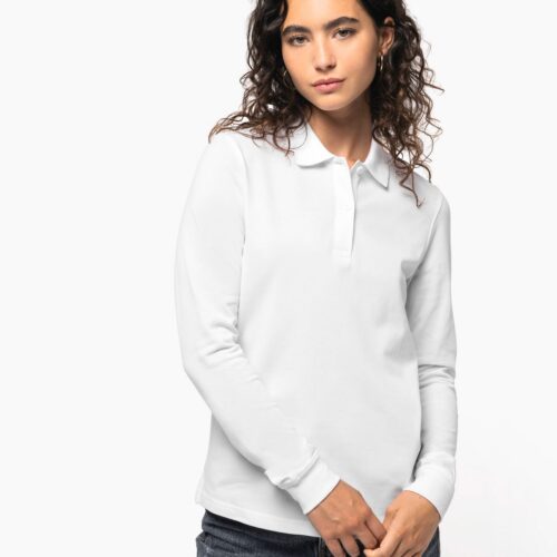Polo de punto piqué manga larga Bio180 mujer