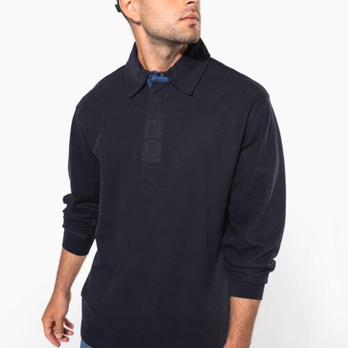 French rib - polo de canalé manga larga hombre