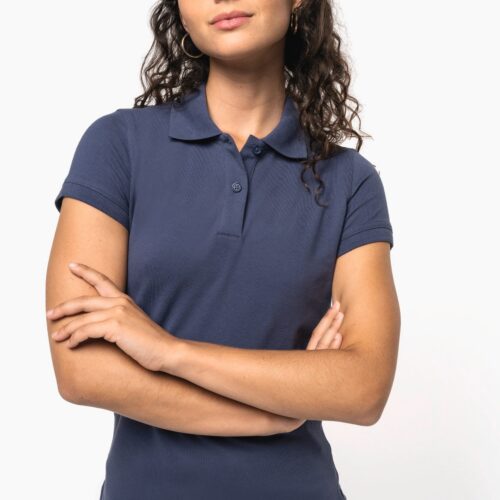 Polo de punto piqué manga corta mujer