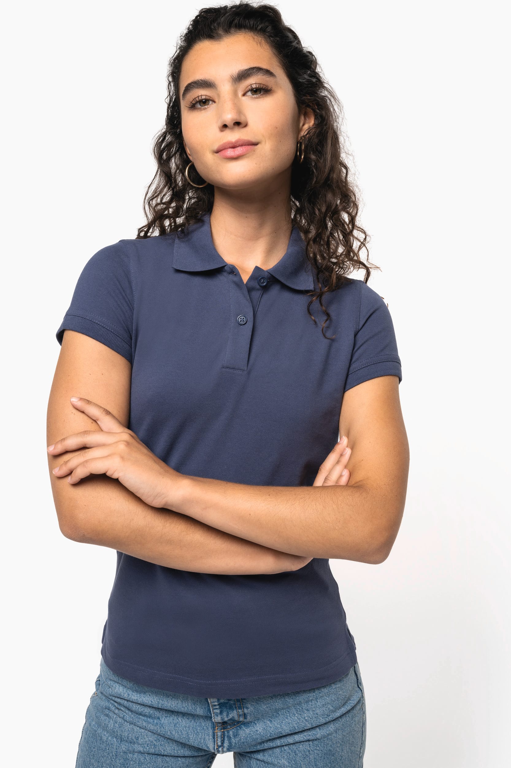 Polo de punto piqué manga corta mujer