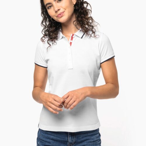 Polo piqué maga corta mujer